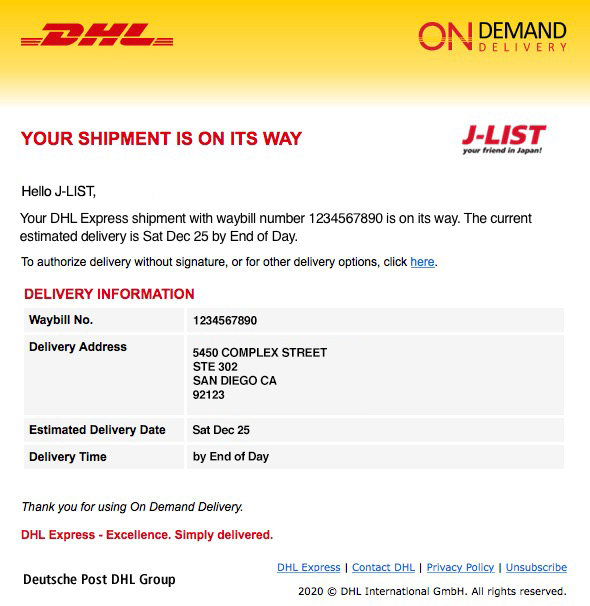 tendered to delivery service provider dhl reddit